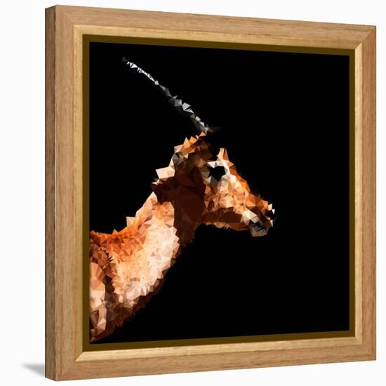 Low Poly Safari Art - Antelope Profile - Black Edition-Philippe Hugonnard-Framed Stretched Canvas