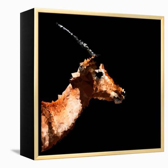 Low Poly Safari Art - Antelope Profile - Black Edition-Philippe Hugonnard-Framed Stretched Canvas