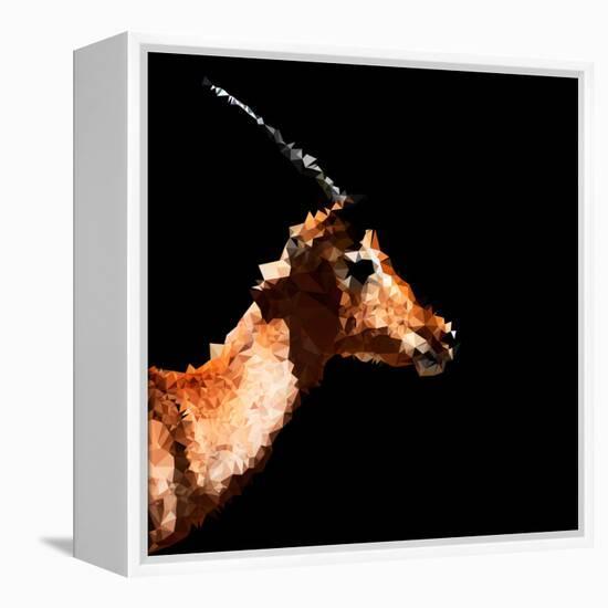 Low Poly Safari Art - Antelope Profile - Black Edition-Philippe Hugonnard-Framed Stretched Canvas