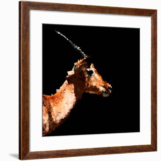 Low Poly Safari Art - Antelope Profile - Black Edition-Philippe Hugonnard-Framed Art Print