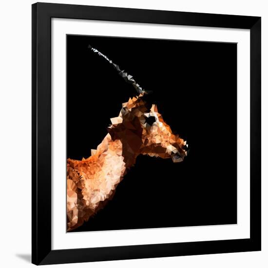 Low Poly Safari Art - Antelope Profile - Black Edition-Philippe Hugonnard-Framed Art Print