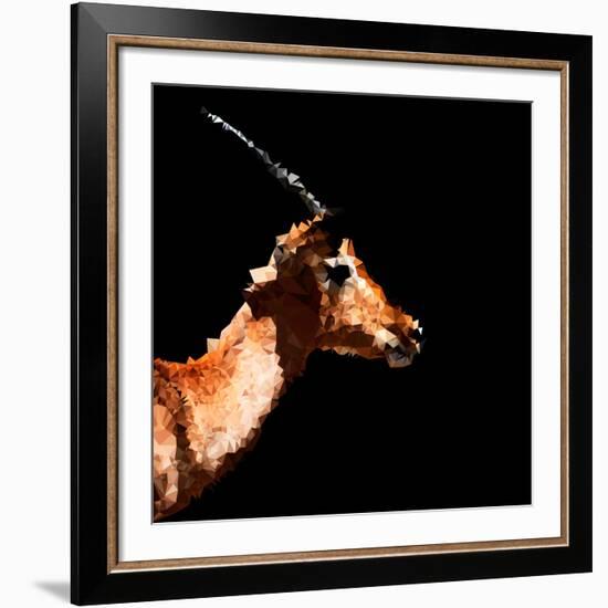 Low Poly Safari Art - Antelope Profile - Black Edition-Philippe Hugonnard-Framed Art Print