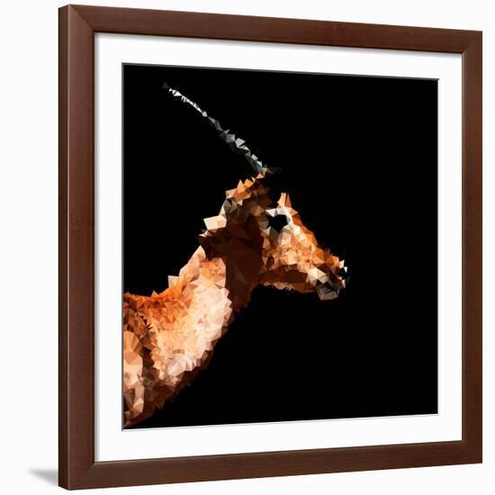 Low Poly Safari Art - Antelope Profile - Black Edition-Philippe Hugonnard-Framed Art Print