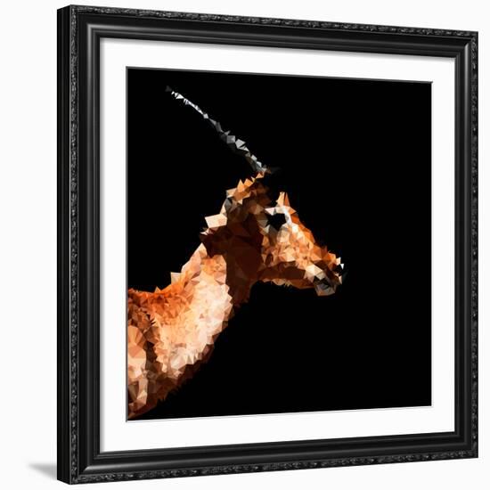 Low Poly Safari Art - Antelope Profile - Black Edition-Philippe Hugonnard-Framed Art Print