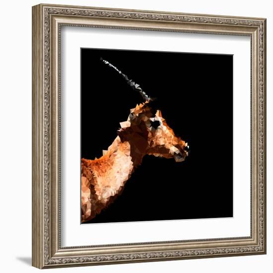 Low Poly Safari Art - Antelope Profile - Black Edition-Philippe Hugonnard-Framed Art Print