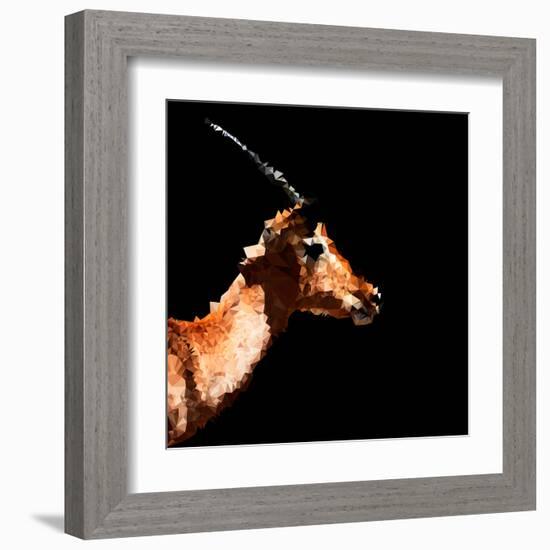 Low Poly Safari Art - Antelope Profile - Black Edition-Philippe Hugonnard-Framed Art Print