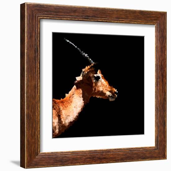 Low Poly Safari Art - Antelope Profile - Black Edition-Philippe Hugonnard-Framed Art Print