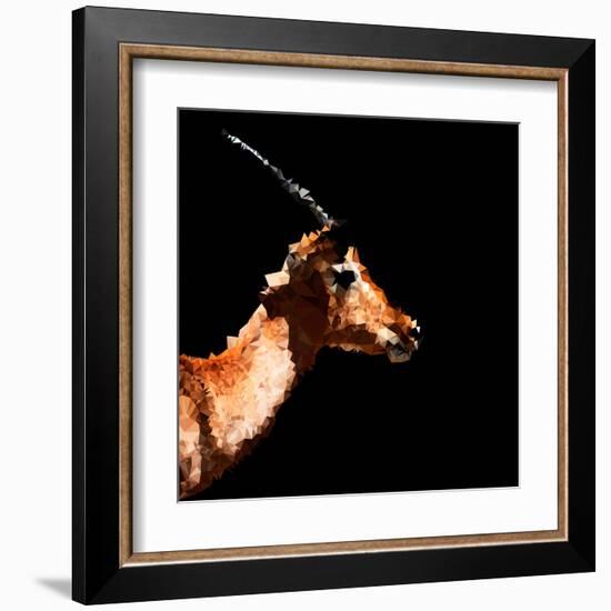 Low Poly Safari Art - Antelope Profile - Black Edition-Philippe Hugonnard-Framed Art Print