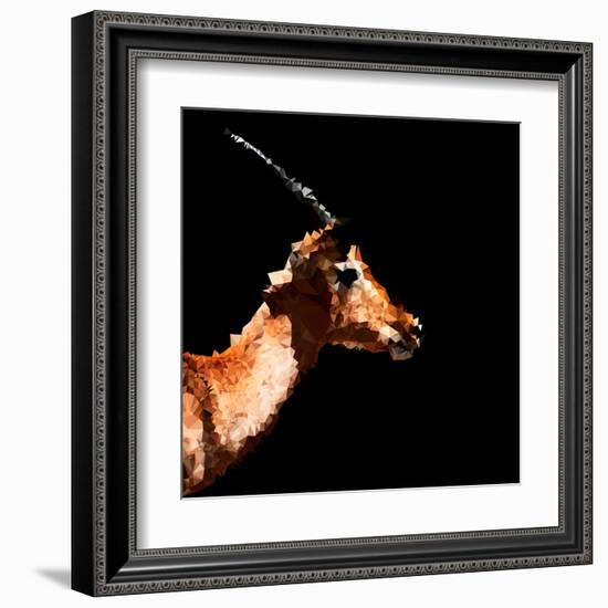 Low Poly Safari Art - Antelope Profile - Black Edition-Philippe Hugonnard-Framed Art Print