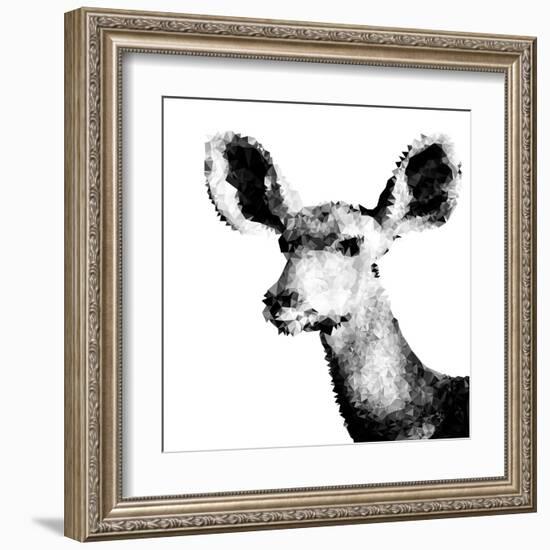 Low Poly Safari Art - Antelope - White Edition II-Philippe Hugonnard-Framed Art Print