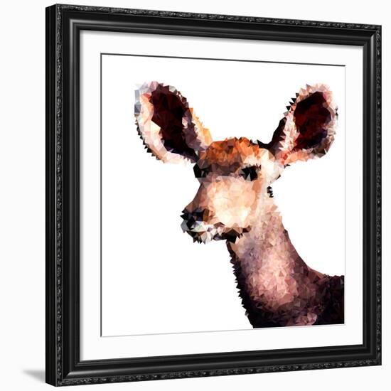 Low Poly Safari Art - Antelope - White Edition-Philippe Hugonnard-Framed Art Print