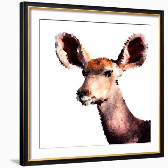 Low Poly Safari Art - Antelope - White Edition-Philippe Hugonnard-Framed Art Print