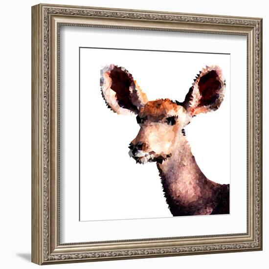 Low Poly Safari Art - Antelope - White Edition-Philippe Hugonnard-Framed Art Print