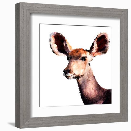 Low Poly Safari Art - Antelope - White Edition-Philippe Hugonnard-Framed Art Print