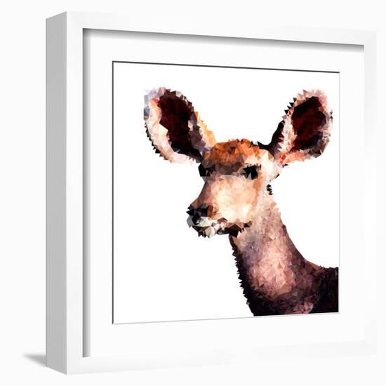 Low Poly Safari Art - Antelope - White Edition-Philippe Hugonnard-Framed Art Print