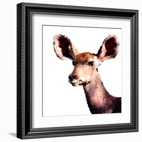 Low Poly Safari Art - Antelope - White Edition-Philippe Hugonnard-Framed Art Print