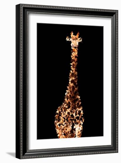 Low Poly Safari Art - Giraffes - Black Edition-Philippe Hugonnard-Framed Art Print