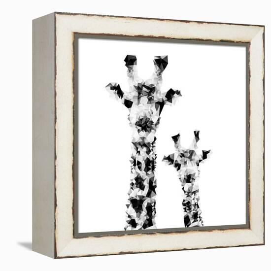 Low Poly Safari Art - Giraffes - White Edition II-Philippe Hugonnard-Framed Stretched Canvas