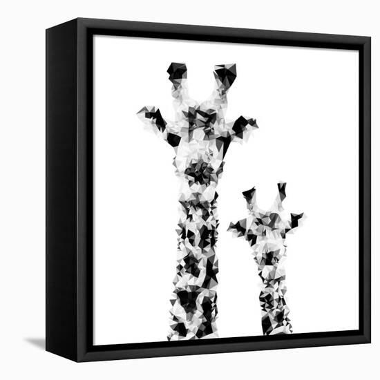 Low Poly Safari Art - Giraffes - White Edition II-Philippe Hugonnard-Framed Stretched Canvas