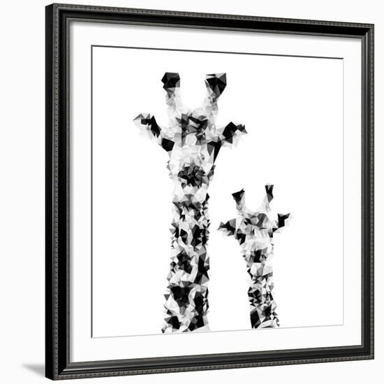 Low Poly Safari Art - Giraffes - White Edition II-Philippe Hugonnard-Framed Art Print