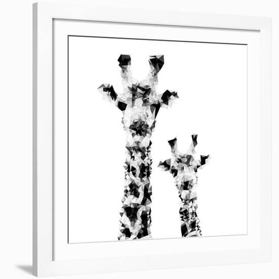 Low Poly Safari Art - Giraffes - White Edition II-Philippe Hugonnard-Framed Art Print