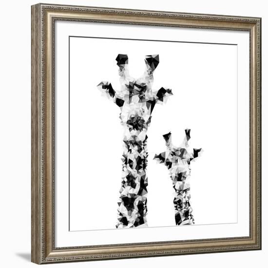 Low Poly Safari Art - Giraffes - White Edition II-Philippe Hugonnard-Framed Art Print