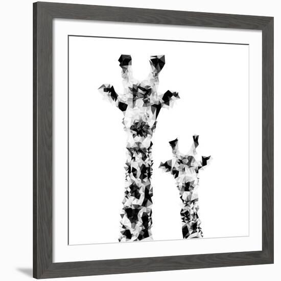 Low Poly Safari Art - Giraffes - White Edition II-Philippe Hugonnard-Framed Art Print