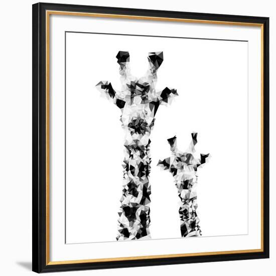 Low Poly Safari Art - Giraffes - White Edition II-Philippe Hugonnard-Framed Art Print