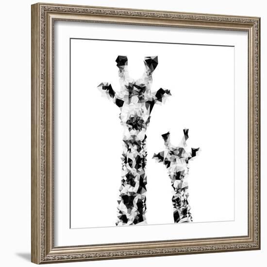 Low Poly Safari Art - Giraffes - White Edition II-Philippe Hugonnard-Framed Premium Giclee Print