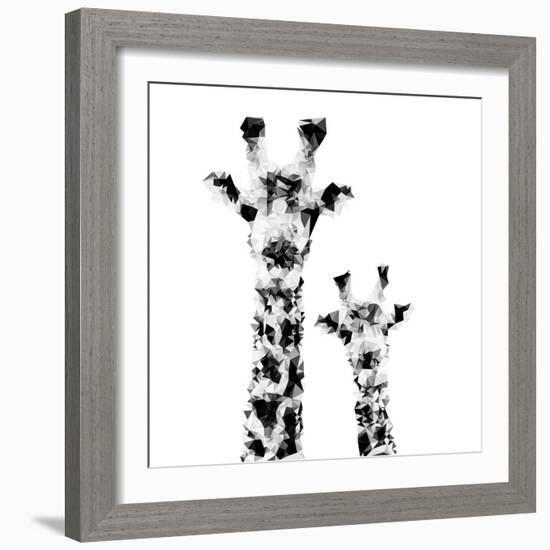 Low Poly Safari Art - Giraffes - White Edition II-Philippe Hugonnard-Framed Premium Giclee Print