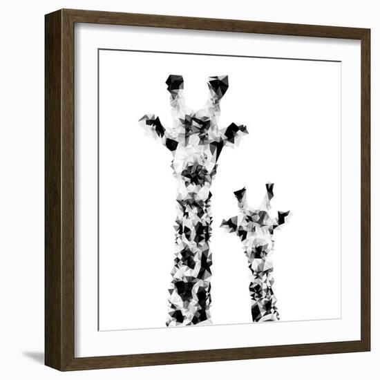 Low Poly Safari Art - Giraffes - White Edition II-Philippe Hugonnard-Framed Premium Giclee Print