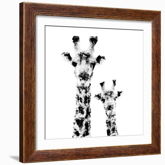 Low Poly Safari Art - Giraffes - White Edition II-Philippe Hugonnard-Framed Premium Giclee Print