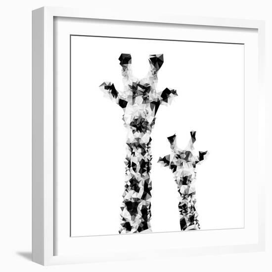 Low Poly Safari Art - Giraffes - White Edition II-Philippe Hugonnard-Framed Premium Giclee Print