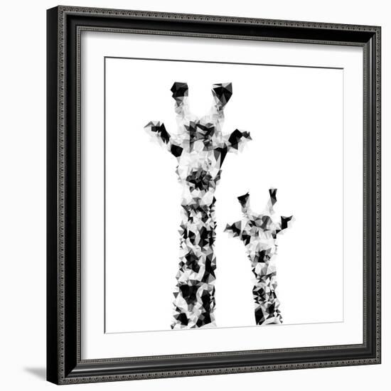 Low Poly Safari Art - Giraffes - White Edition II-Philippe Hugonnard-Framed Premium Giclee Print