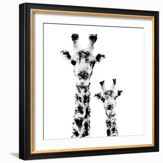 Low Poly Safari Art - Giraffes - White Edition II-Philippe Hugonnard-Framed Premium Giclee Print