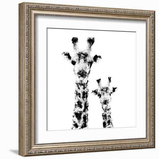 Low Poly Safari Art - Giraffes - White Edition II-Philippe Hugonnard-Framed Art Print