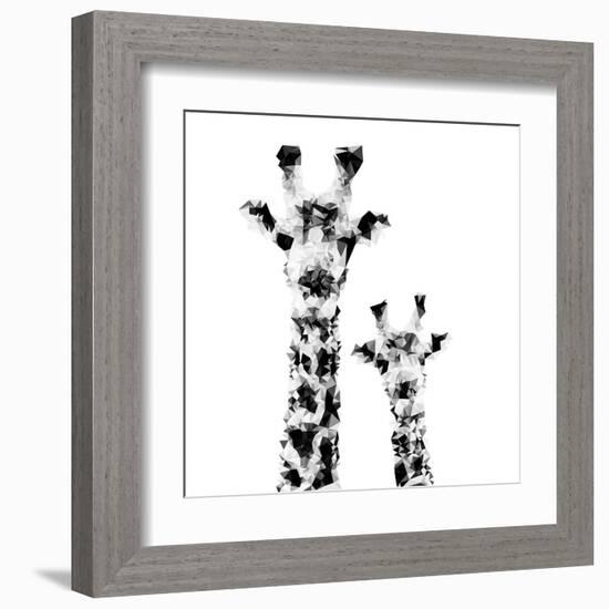 Low Poly Safari Art - Giraffes - White Edition II-Philippe Hugonnard-Framed Art Print