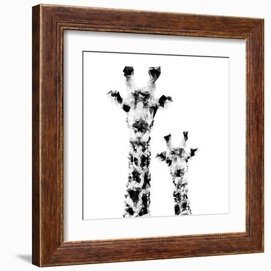 Low Poly Safari Art - Giraffes - White Edition II-Philippe Hugonnard-Framed Art Print