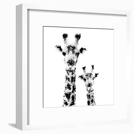 Low Poly Safari Art - Giraffes - White Edition II-Philippe Hugonnard-Framed Art Print