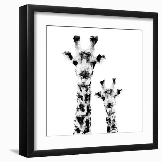 Low Poly Safari Art - Giraffes - White Edition II-Philippe Hugonnard-Framed Art Print