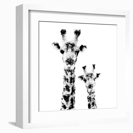 Low Poly Safari Art - Giraffes - White Edition II-Philippe Hugonnard-Framed Art Print