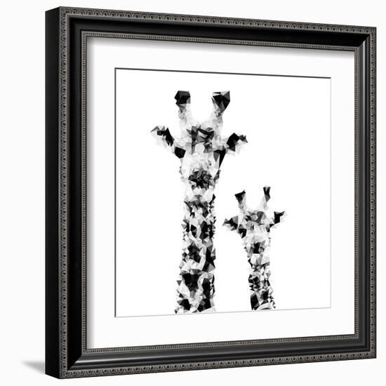 Low Poly Safari Art - Giraffes - White Edition II-Philippe Hugonnard-Framed Art Print