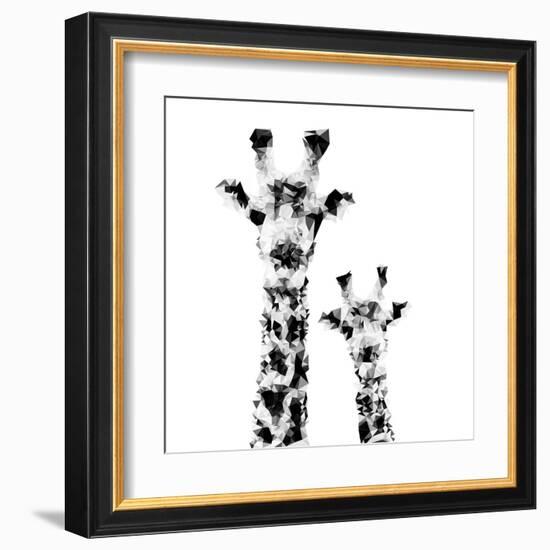 Low Poly Safari Art - Giraffes - White Edition II-Philippe Hugonnard-Framed Art Print