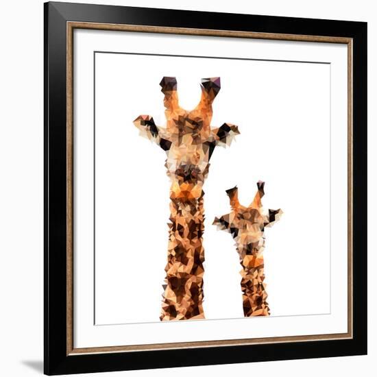 Low Poly Safari Art - Giraffes - White Edition-Philippe Hugonnard-Framed Art Print