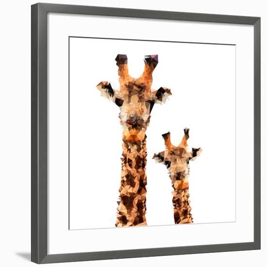 Low Poly Safari Art - Giraffes - White Edition-Philippe Hugonnard-Framed Art Print