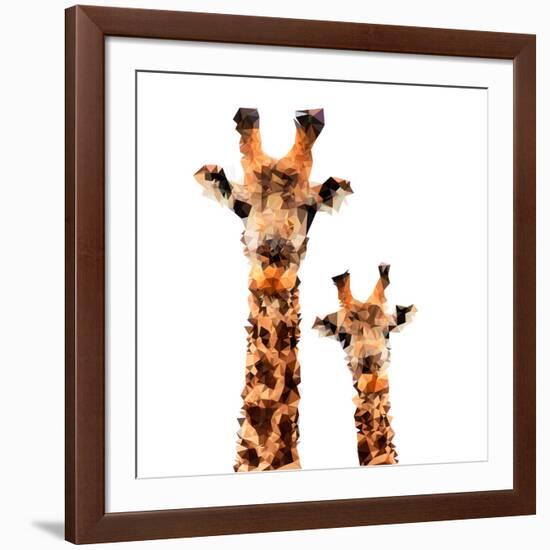 Low Poly Safari Art - Giraffes - White Edition-Philippe Hugonnard-Framed Art Print