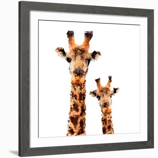 Low Poly Safari Art - Giraffes - White Edition-Philippe Hugonnard-Framed Art Print