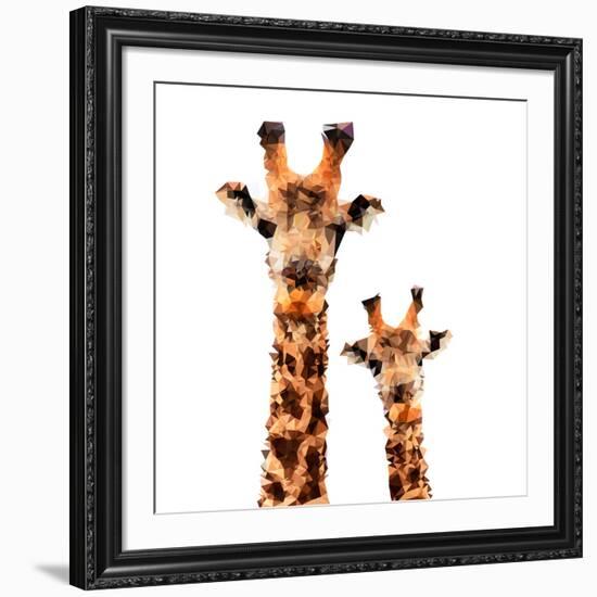 Low Poly Safari Art - Giraffes - White Edition-Philippe Hugonnard-Framed Art Print