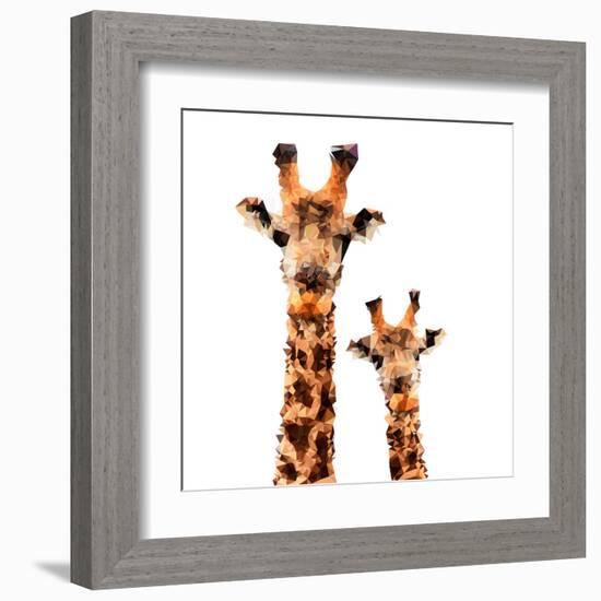 Low Poly Safari Art - Giraffes - White Edition-Philippe Hugonnard-Framed Art Print