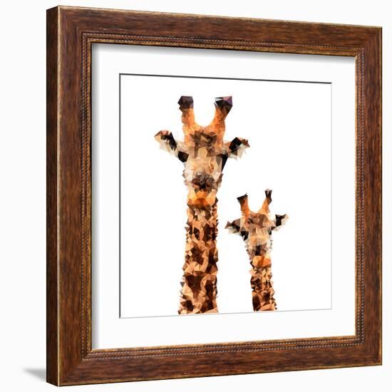 Low Poly Safari Art - Giraffes - White Edition-Philippe Hugonnard-Framed Art Print